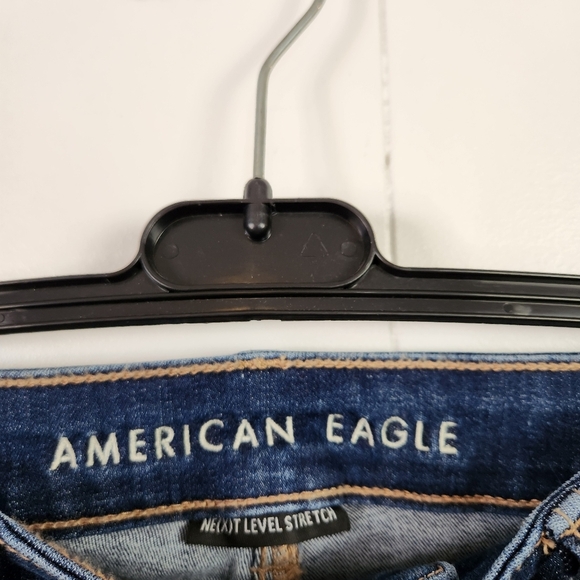 American Eagle Distressed Dark Skinny Jeans Jeggings Crop Cropped Ankle Frayed 2 - Picture 5 of 13